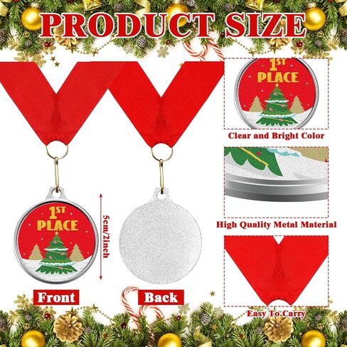 Cholemy 12 Pcs Christmas Decorating Contest Medal Awards 2'' 12 Style Christmas Decorating Contest Prizes Holiday Decorating Medals for Christmas Decorating Party Ornament Decoration Supply in Saudi Arabia