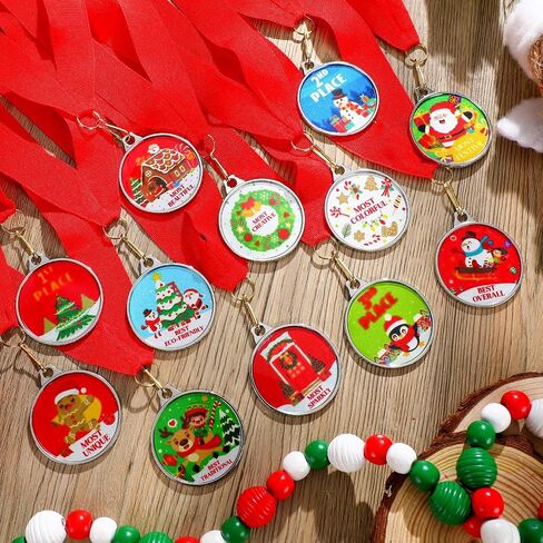 Cholemy 12 Pcs Christmas Decorating Contest Medal Awards 2'' 12 Style Christmas Decorating Contest Prizes Holiday Decorating Medals for Christmas Decorating Party Ornament Decoration Supply in Saudi Arabia