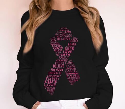 UNIQUEONE Breast Cancer Awareness Sweatshirt Women: Pink Ribbon Sweatshirt Breast Cancer Shirts Cancer Survivor Pullover Tops in Saudi Arabia
