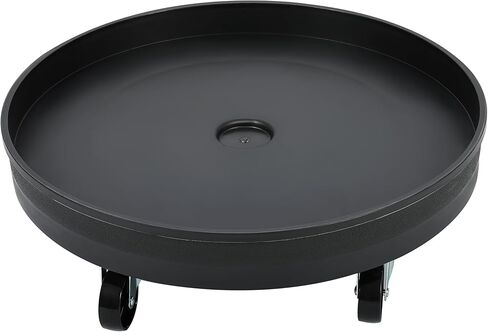 KUAFU 500 رطل طبل دوللي لحاوية مستديرة سعة 55 جالونًا، عربة طبل بلاستيكية شديدة التحمل، عربة أسطوانية بلاستيكية متينة مع 5 عجلات دوارة لنقل العناصر باللون الأسود in Kuwait