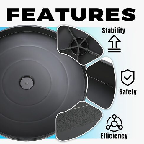 KUAFU 500 رطل طبل دوللي لحاوية مستديرة سعة 55 جالونًا، عربة طبل بلاستيكية شديدة التحمل، عربة أسطوانية بلاستيكية متينة مع 5 عجلات دوارة لنقل العناصر باللون الأسود in Kuwait