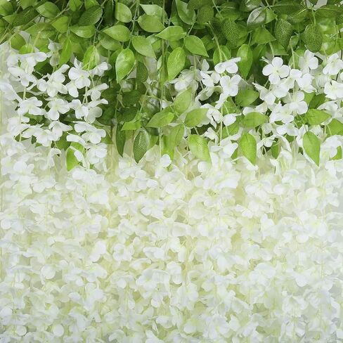 Artificial Wisteria Hanging Flowers, 48pack Fake Hanging Flowers White Wisteria Vine Ratta Hanging Garland Silk Flowers for Wedding Arch Party Garden Home Decor in Kuwait
