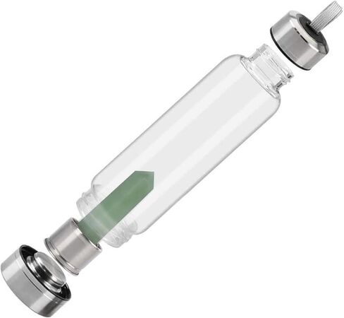 PROW® Crystal Water Bottle Dream Amethyst Glass Water Bottle Ore Energy Cup Stainless Steel Natural Crystal For Healing And Wellness Clear Sports Cup in Saudi Arabia