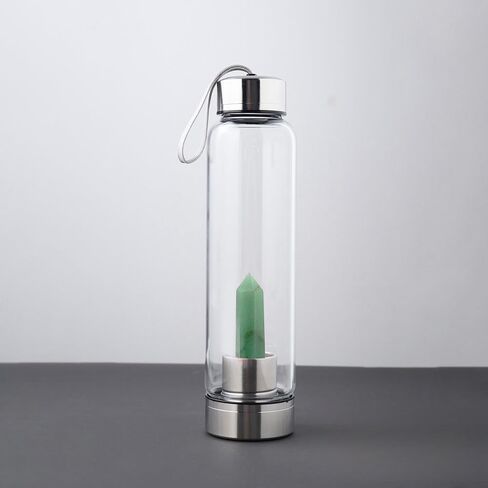 PROW® Crystal Water Bottle Dream Amethyst Glass Water Bottle Ore Energy Cup Stainless Steel Natural Crystal For Healing And Wellness Clear Sports Cup in Saudi Arabia