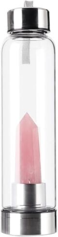PROW® Crystal Water Bottle Dream Amethyst Glass Water Bottle Ore Energy Cup Stainless Steel Natural Crystal For Healing And Wellness Clear Sports Cup in Saudi Arabia