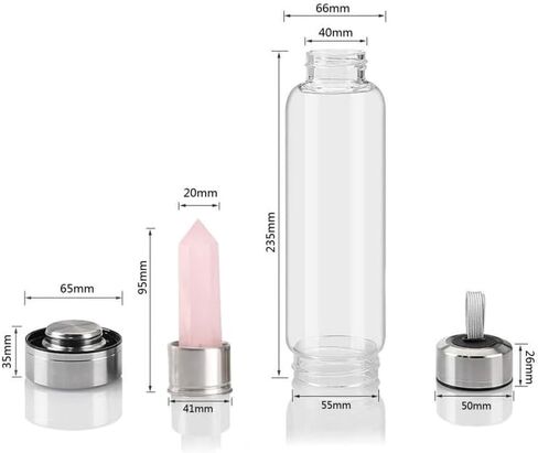 PROW® Crystal Water Bottle Dream Amethyst Glass Water Bottle Ore Energy Cup Stainless Steel Natural Crystal For Healing And Wellness Clear Sports Cup in Saudi Arabia