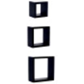 Kiera Grace Cubbi Floating Modern Wall Mounted Shelves for Bedroom, Bathroom, Kitchen, 5"/7"/9", Black, 3Pack