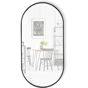 Mirrorize Oval Gold Mirror 16" X 32", Aluminum Framed Arched Mirror for Bathroom, Wall Mounted Vanity Mirror for Bedroom, Entryway
