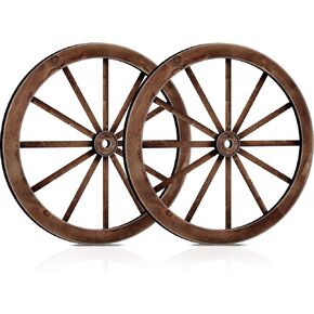 COLOR VALLEY ART Wooden Wagon Wheel Decor Old Western Western Wall Decor Farmhouse Wagon Wheels Rustic Yard Wall Art Decor Hanging Decorative Wheels for Garden Home Bar Garage