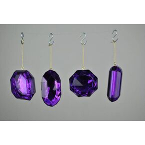 4 Pack Jewel Christmas Ornaments, 5", Purple, 4 Count