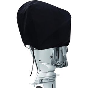 Outboard Motor Cover 600D Waterproof Oxford Fabric, Boat Motor Covers Universal Size, Motor Hood Cover Fits 100-225HP Black