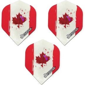 Designa Canada Canadian Flag Maple Leaf 75 Micron Holographic Patriot Strong Dart Flights (3 Sets - 9 Flights)