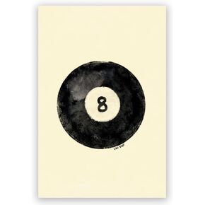 Vintage Cool Girl Posters Red Lucky Number 7 Wall Art Pool Ball Print Retro Aesthetic Trendy Y2K Room Decor Game Funky Canvas Wall Decor for Apartment 8x12inch Unframed