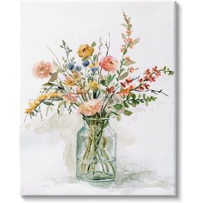 Stupell Industries Country Meadow Roses Floral Bouquet Watercolor Still Life, Design by Carol Robinson Canvas Wall Art, 16 x 20, Red