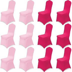Oudain 12 Pcs Breast Cancer Awareness Folding Chair Covers Pink Universal Spandex Chair Slipcovers Washable Removable Stretch Chair Protector Covers for Party Decoration