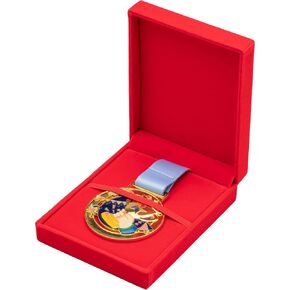 Single Medal Display Storage Box for Runners, All Sports Winners, Military Awards (Red)