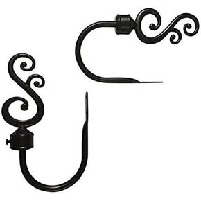 حوامل ستائر للجدار (يمكن أن تُعرف أيضًا باسم خطافات ستائر الحائط أو حوامل الستائر أو خطافات ربط الستائر أو خطافات الستائر للستائر أو ستائر الستائر) (مجموعة من 4 (زوجين) أسود) in Kuwait