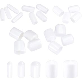MECCANIXITY Round End Caps Rubber Cover 25pcs 1/8" 1/4" 1/2" 3/4" 15/16" White Screw Protector for Screw Bolt Pipe
