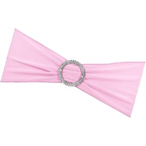 Stretch Chair Sashes Bows - 25 Pack Elastic Chair Bands Sashes Fits for Party Celebrations Graduations - Polyester Elastic Band - (14-inch x 5-inch, Champagne)