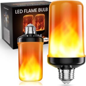 hyrion LED Flame Light Bulbs, 4 Modes Flickering Light Bulbs, E26 Base Fire Flame Bulb with Upside Down Effect, Halloween, Christmas Party Porch Outdoor Indoor Home Decor (2 Pack)