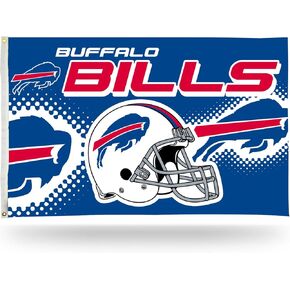 Rico Industries NFL Buffalo Bills Helmet 3-Foot by 5-Foot Single Sided Banner Flag with Grommets
