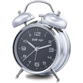 Loud Alarm Clock, Metal Twin Bell Alarm Clock for Heavy Sleepers, 4 Inches, Loud Alarm Clock for Heavy Sleepers Adults, Alarm Clock with Backlight for Bedroom and Home Decoration, Silver