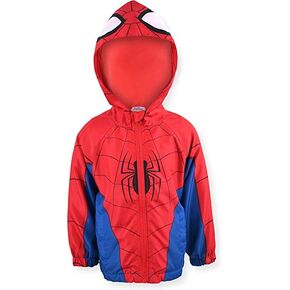 Marvel Spider-Man Boys Zip Up Hooded Windbreaker for Big Kids