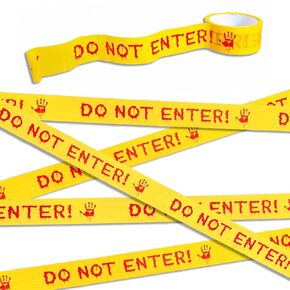 Halloween Decorations Caution Tape,4.8cmx25m Halloween Scary Blood Caution Tape,Yellow Warning Tape Roll for Halloween Party Deco (Do Not Enter)