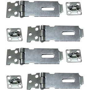 QCAA Safety HASP with Fixed Staple Steel Construction, 2", Zinc, 4 Pack, Made in Taiwan