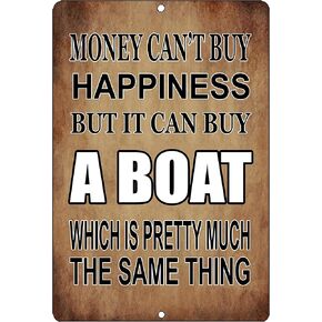 Rogue River Tactical Sarcastic Funny Fishing Metal Tin Sign Wall Decor Man Cave Bar Money Happiness Boat Mancave