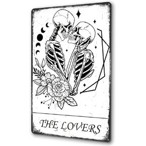 Doguiei Gothic Decor The Lovers Metal Tin Sign Wall Decor for Living Room Bedroom Goths Gift 8 * 12 Inch