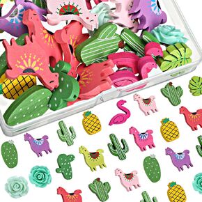 Decorative Push Pins Set Cute Cactus Llama Flamingo Alpaca Leaf Push Pins Thumb Tacks for Cork Board Cinco de Mayo Home Office Classroom Photos Wall, Maps, Bulletin Board, 15 Styles (30 Pieces)