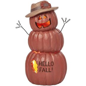 Blossom Bucket Stacked Lighted Jack-O-Lantern, Hello Fall