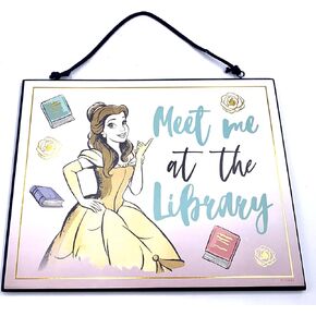 Silver Buffalo Disney Princess Beauty and the Beast Belle Reversible Wood Wall Hanging Sign Art - 10x8 inches