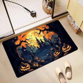 Halloween Bath Mat, Super Absorbent Bathroom Floor Mat, Water Absorption and Quick Drying, Bath Mats for Bathroom Non Slip, Halloween Bathroom Decor (Terror, 17.7 * 29.5 in)