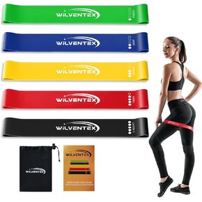 Resistance Bands, Natural Latex Band Loop Set, 5 Different Resistance Levels [10LBS-115LBS] for Workout, Gym, Stretching, Yoga, Home Fitness, Training, Exercise