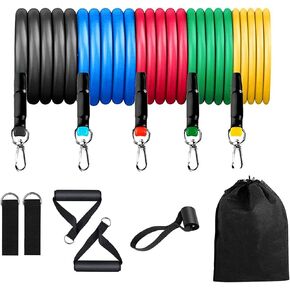 10 PCS Resistance Band Set Yoga Pilates Abs Exercise Fitness Tube Workout Bands