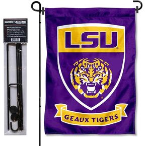 College Flags & Banners Co. Louisiana State LSU Tigers Shield Garden Flag with Pole Stand Holder
