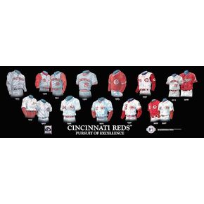 MLB Cincinnati Reds uniform evolution plaqued poster