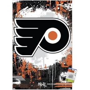 Trends International NHL Philadelphia Flyers - Maximalist Logo 23 Wall Poster, 22.37" x 34.00", Poster & Push Pin Bundle