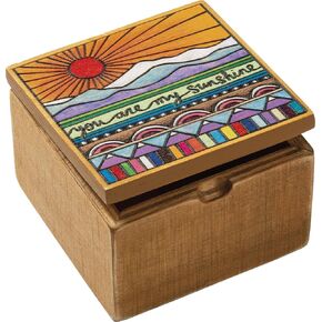 Primitives By Kathy You are My Sunshine Decorative Hinged Wooden Keepsake Box 4 Inch x 4 Inch