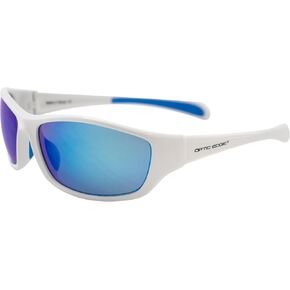 Overdrive Sports & Motorcycle Sunglasses for Men or Women White Frame w/Dielectric Blue Mirror Lens