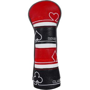 Craftsman Golf Poker Spade Hearts Diamonds Clubs Black and Red Golf Club Headcovers Protector