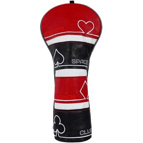 Craftsman Golf Poker Spade Hearts Diamonds Clubs Black and Red Golf Club Headcovers Protector