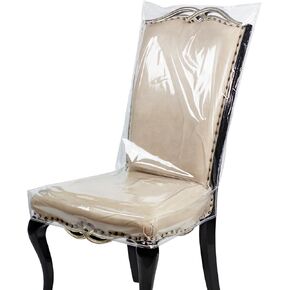 Plastic Dining Chair Covers Crystal Clear PVC Seat Protector for Dining Room Chair with Backrest Waterproof Chair Slipcovers for Home Party Hotel Wedding Ceremony Fit 21W *18.5D inch (6)