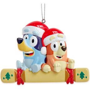 Kurt Adler BL2231 Festive Bluey & Bingo Blue and Red 3 Inch Resin Hanging Christmas Decoration Ornament