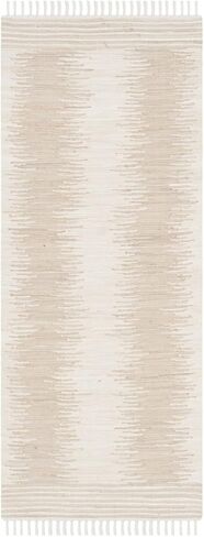 سجادة SAFAVIEH Montauk Collection Accent - 3' x 5'، بيج، قطن مهدب مصنوع يدويًا، مثالية للمناطق ذات حركة المرور العالية في المدخل، غرفة المعيشة، غرفة النوم (MTK752A) in Saudi Arabia