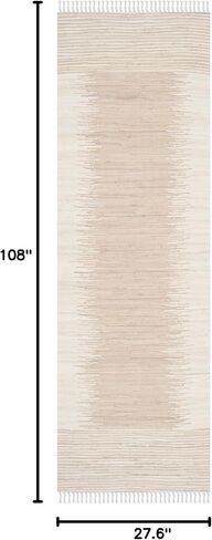 سجادة SAFAVIEH Montauk Collection Accent - 3' x 5'، بيج، قطن مهدب مصنوع يدويًا، مثالية للمناطق ذات حركة المرور العالية في المدخل، غرفة المعيشة، غرفة النوم (MTK752A) in Saudi Arabia