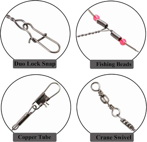 Fishing Leaders, Stainless Steel Fishing Wire Saltwater Tackle Rig with Swivels Snap Beads for Lures Bait Hooks High Strength Fishing Leader Wire Gear Equipment 2 Arms 3 Arms in Saudi Arabia