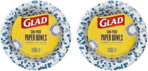 Glad Everyday Disposable Paper Bowls with Berry Nice Design - Soak-Proof, Cut-Proof, Microwaveable Paper Bowls, Spring Themed Disposable Bowls for Everyday Use | 16 Ounces, 44 Count in Saudi Arabia
